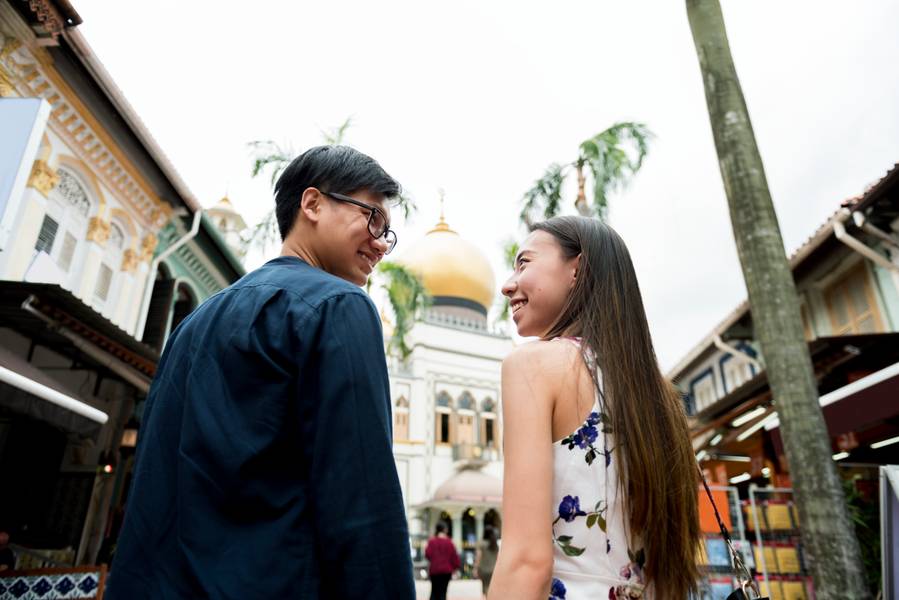 A couple in Kampong Glam, Singapore