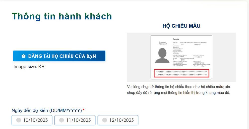 Xác minh thông tin cá nhân khi khai báo Taiwan Arrival Card
