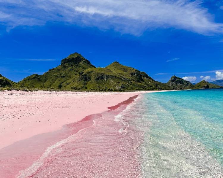 Pantai Merah ở Indo là một trong bảy bãi biển cát hồng hiếm hoi trên thế giới