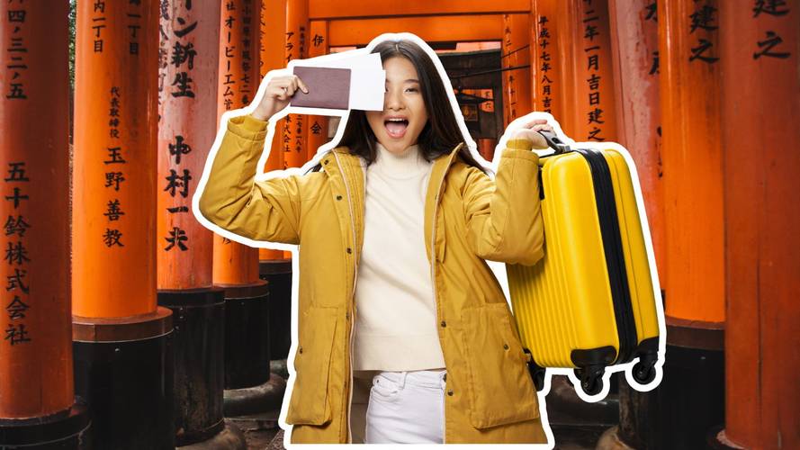 Woman travelling to Japan with a Black Friday deal