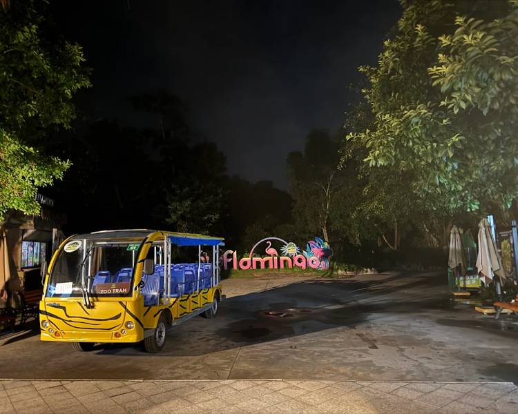 Night Safari Phú Quốc còn tích hợp việc tham quan trên chuyến xe buýt chuyên dụng.