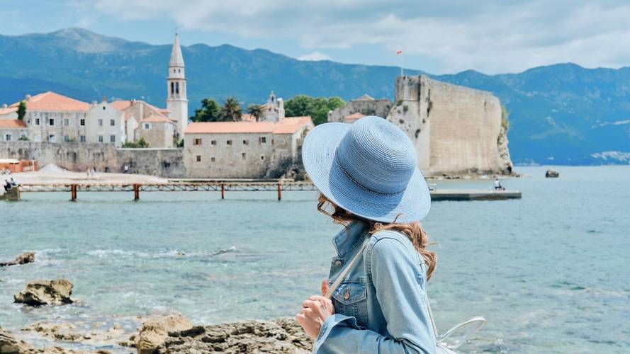 A woman looking at the coast in Croatia
