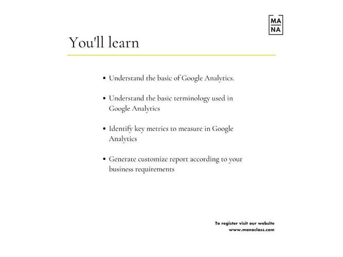Introduction to Google Analytics - Online Class (Webinar by Mana Class) 1