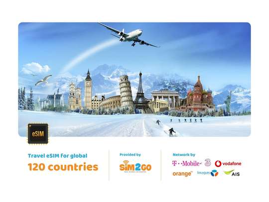 eSIM 4G sử dụng toàn cầu (120 quốc gia) từ Sim2Go