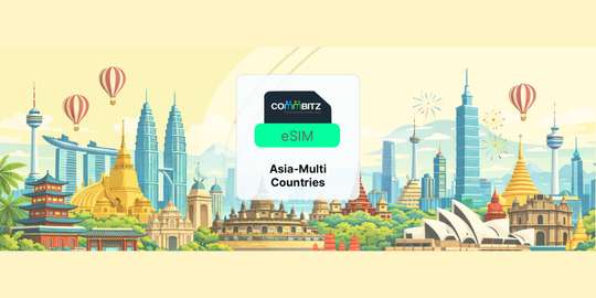 Commbitz eSIM Asia Multi-Countries ( 13 Destination ) | 3GB Daily for 1, 3, 5, 7, 10, 15, 20, 30 Days