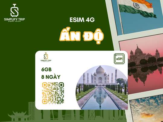 4G eSIM for India by Simplify Trip, USD 8.54