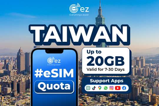 eSIM "Quota Package" for Taiwan 3GB-20GB Hotspot Instant QR by ez.id