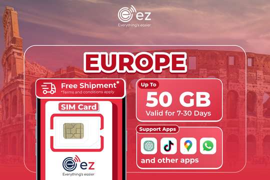 Physical SIM Card for Europe 33 countries Hotspot by ez, Rp 104.000