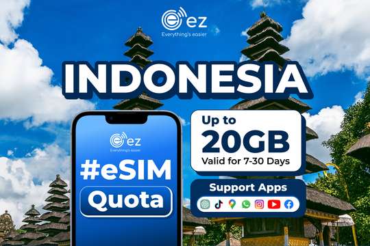 eSIM for Indonesia Hotspot Instant QR by ez.id, ₱ 112.22