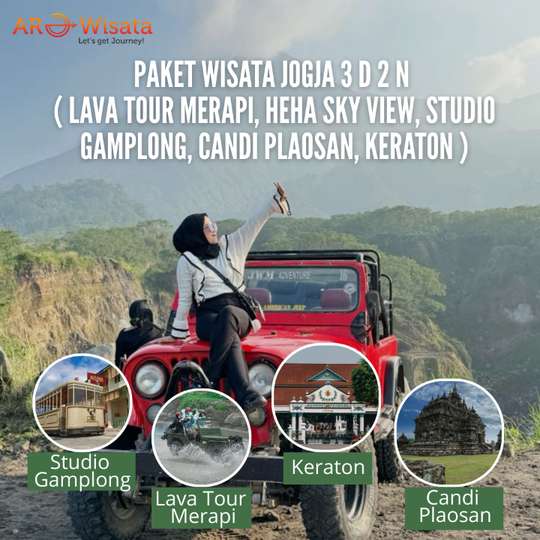 Jogja 3 Days 2 Nights Tour Package ( Merapi Lava Tour, Heha Sky View, Studio Gamplong, Plaosan Temple, Keraton ) By Arowisata, 1.806.408 VND