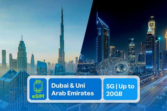 5G eSIM for Dubai + Uni Arab Emirates by SIM GO KING, RM 34