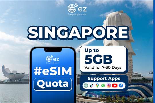 eSIM "Small Quota Package" for Singapore 3GB-5GB Hotspot Instant QR by ez.id