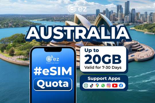 eSIM "Quota Package" for Australia 3GB-20GB Hotspot Instant QR by ez.id, 7,192원