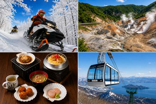 From Sapporo: Snowmobile, Lake Toya & Noboribetsu Day Tour