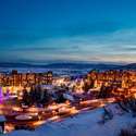 Ski Time Square at night in winter
