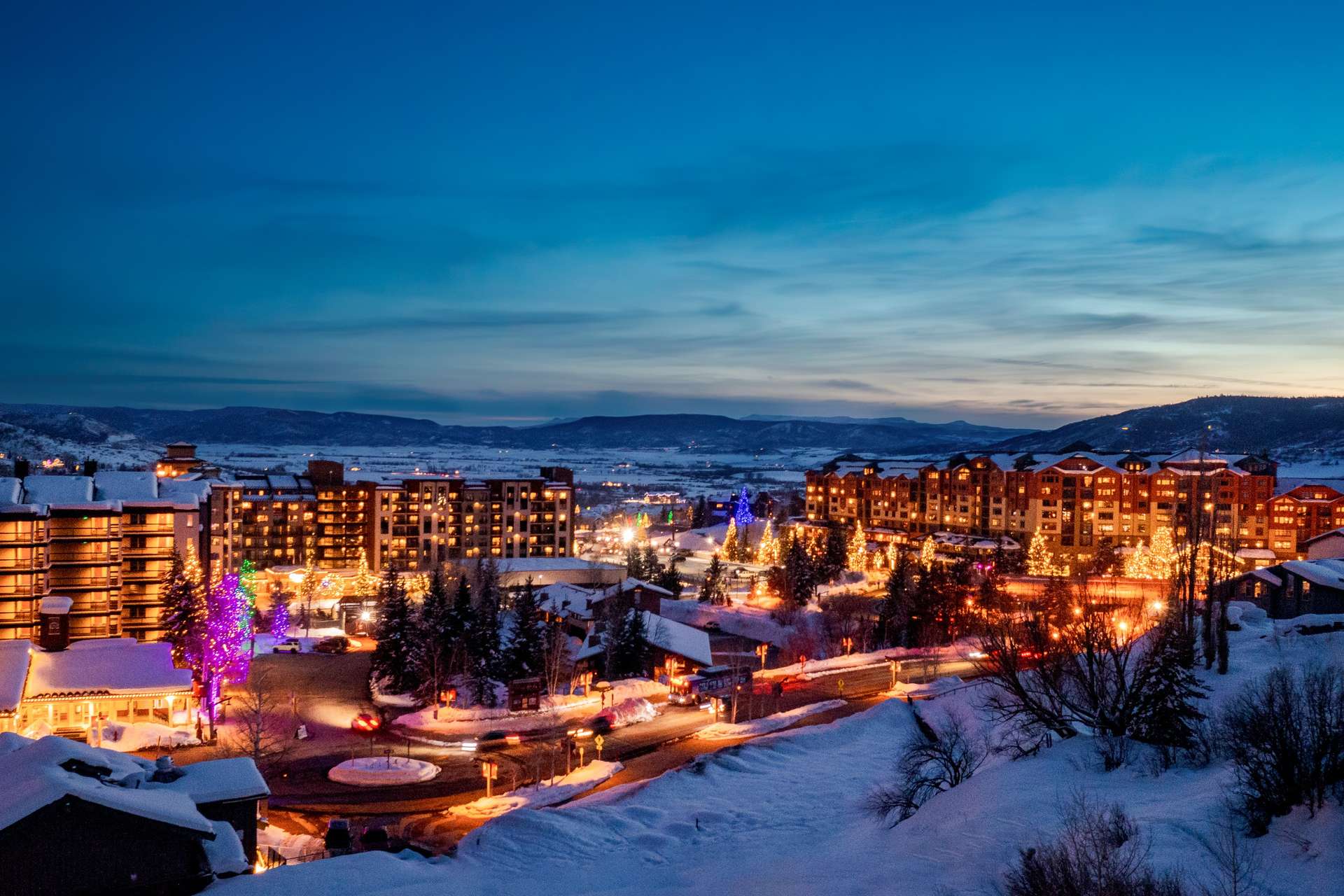6 of 6. Ski Time Square at night in winter