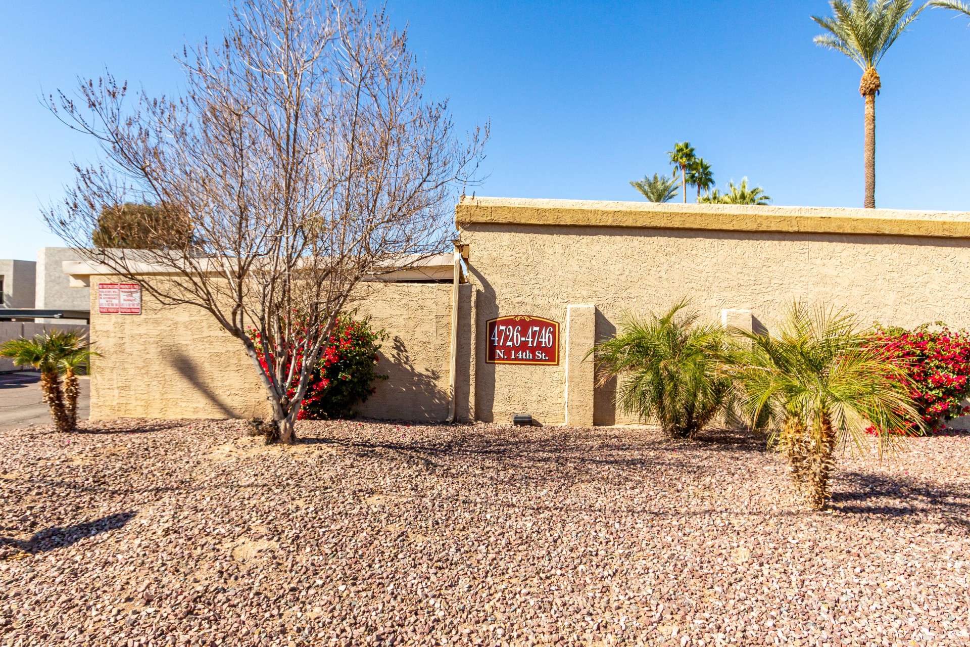 26 of 26. Experience secure and serene living at 4726-4746 N 14th St, a North Central Phoenix community featuring low-maintenance desert landscaping, palm trees, and a private gated entrance. A peaceful retreat in the heart of the city, close to restaurants, shopping, and major highways.