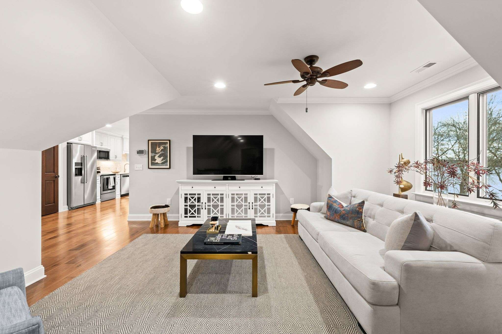 43 of 79. Interior Photo - 846 Armstrong Rd - Photo of Second Level Secondary Living Room, Recessed Lighting, Ceiling fan