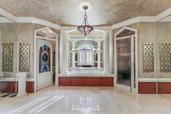 Soaking Tub Surrounded by Columns