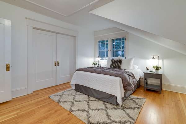 Second bedroom has it's own entrance to hallway, or open the pocket doors for adjoining rooms