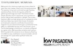 Printable PDF flyer of 1514 Pilgrim Way, Monrovia. Basic Postcard