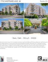 Printable PDF flyer of 778 Sheppard Ave. W, 505. 4 Photos & Short Description