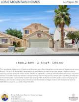 Printable PDF flyer of Lone Mountain Homes. Main Photo & Short Description