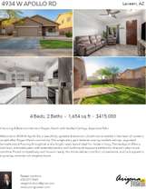 Printable PDF flyer of 4934 W Apollo Rd. 4 Photos & Short Description