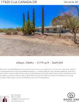 Printable PDF flyer of 17420 S La Cañada Dr. Main Photo & Short Description