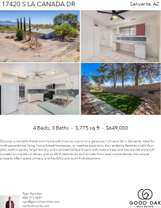Printable PDF flyer of 17420 S La Cañada Dr. 4 Photos & Short Description