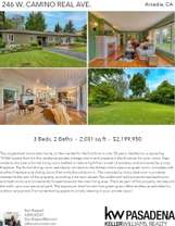 Printable PDF flyer of 246 West Camino Real Avenue. 4 Photos & Short Description