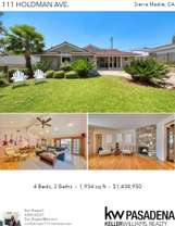 Printable PDF flyer of 111 Holdman Ave., Sierra Madre. Photos & Basic Info