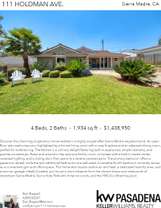 Printable PDF flyer of 111 Holdman Ave., Sierra Madre. Main Photo & Short Description