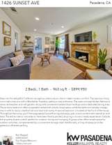 Printable PDF flyer of 1426 Sunset Ave., Pasadena, CA 91103. Main Photo & Short Description