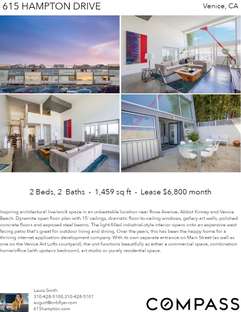 Printable PDF flyer of Modern Venice Loft. 4 Photos & Short Description