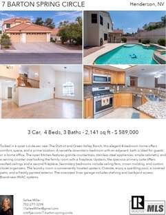 Printable PDF flyer of 7 Barton Spring Circle. 4 Photos & Short Description