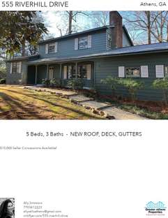 Printable PDF flyer of 555 Riverhill Drive. Main Photo & Short Description