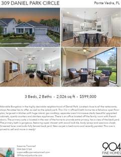 Printable PDF flyer of 309 Daniel Park Circle. 4 Photos & Short Description