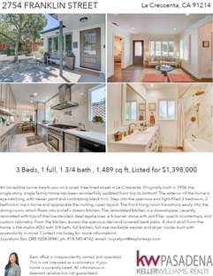 Printable PDF flyer of 2754 Franklin Street. 4 Photos & Short Description