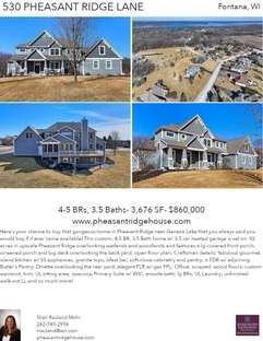 Printable PDF flyer of 530 Pheasant Ridge Lane. 4 Photos & Short Description