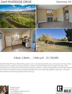 Printable PDF flyer of 2669 Riverside Drive. 4 Photos & Short Description