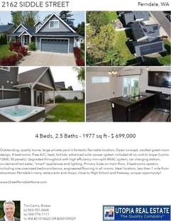 Printable PDF flyer of 2162 Siddle Street. 4 Photos & Short Description