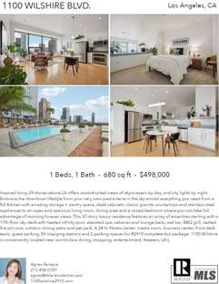 Printable PDF flyer of 1100 Wilshire Blvd., Unit 2910. 4 Photos & Short Description