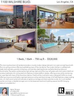 Printable PDF flyer of 1100 Wilshire Blvd., 2709. 4 Photos & Short Description