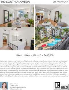 Printable PDF flyer of 100 South Alameda Street, 234. 4 Photos & Short Description