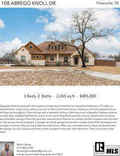Printable PDF flyer of 108 Abrego Knoll Dr.. Main Photo & Short Description