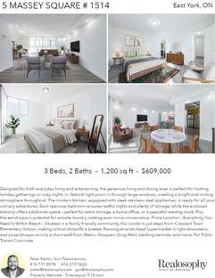 Printable PDF flyer of 5 Massey Square Unit 1514. 4 Photos & Short Description