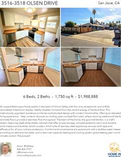 Printable PDF flyer of 3516-3518 Olsen Drive. 4 Photos & Short Description