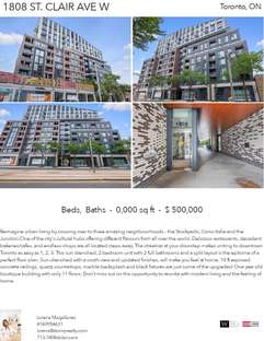 Printable PDF flyer of 1808 St. Clair Ave W, 713. 4 Photos & Short Description