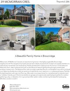 Printable PDF flyer of 39 McMorran Cres.. 4 Photos & Short Description